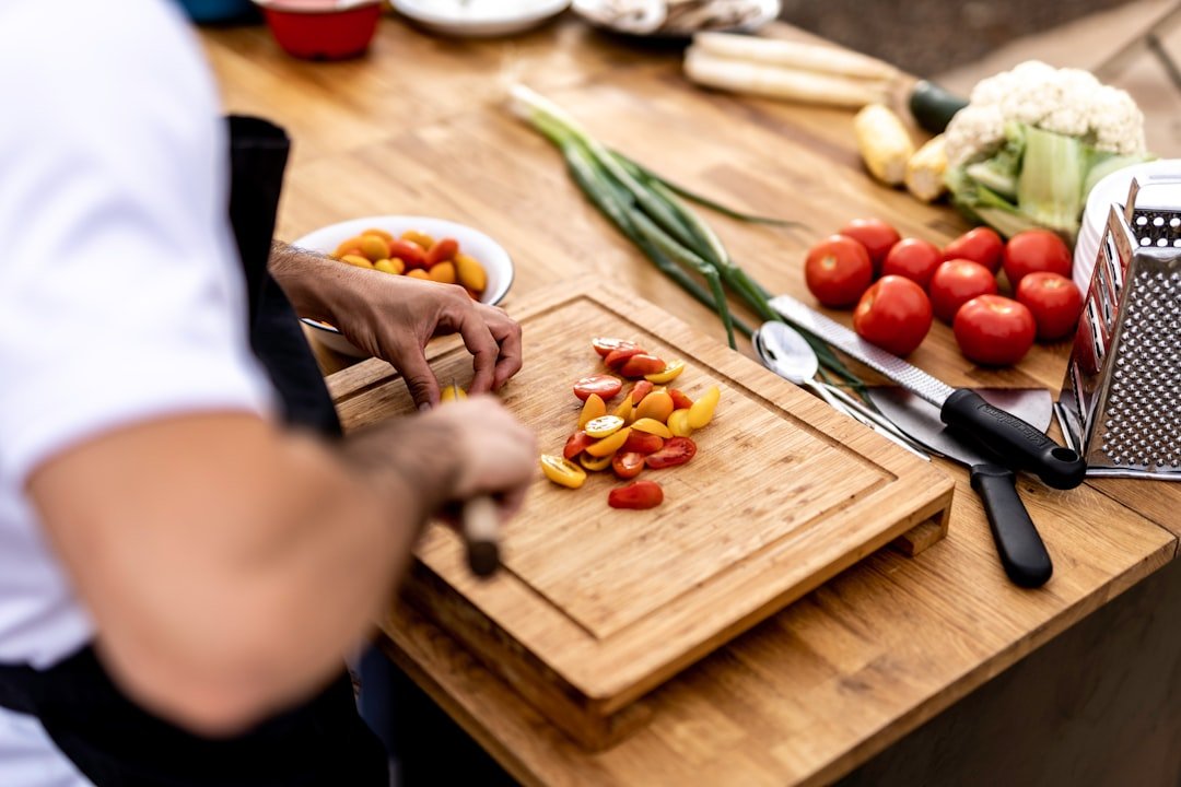 Food preparation tools used in a compact kitchen