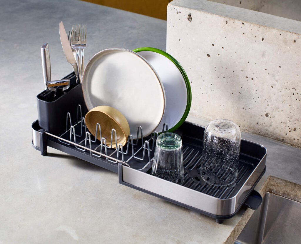 Joseph Joseph Extend Slim Steel expandable dish drainer for small kitchens