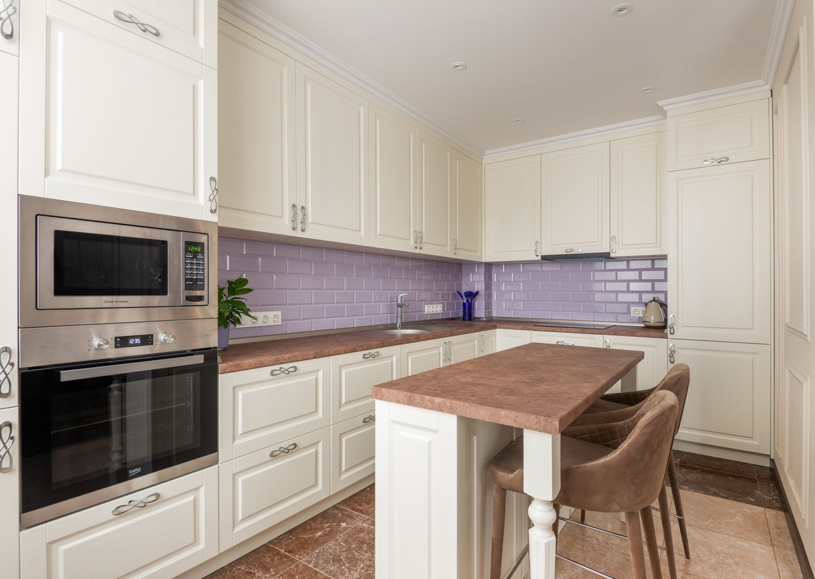 Microwave installed in a modern kitchen.