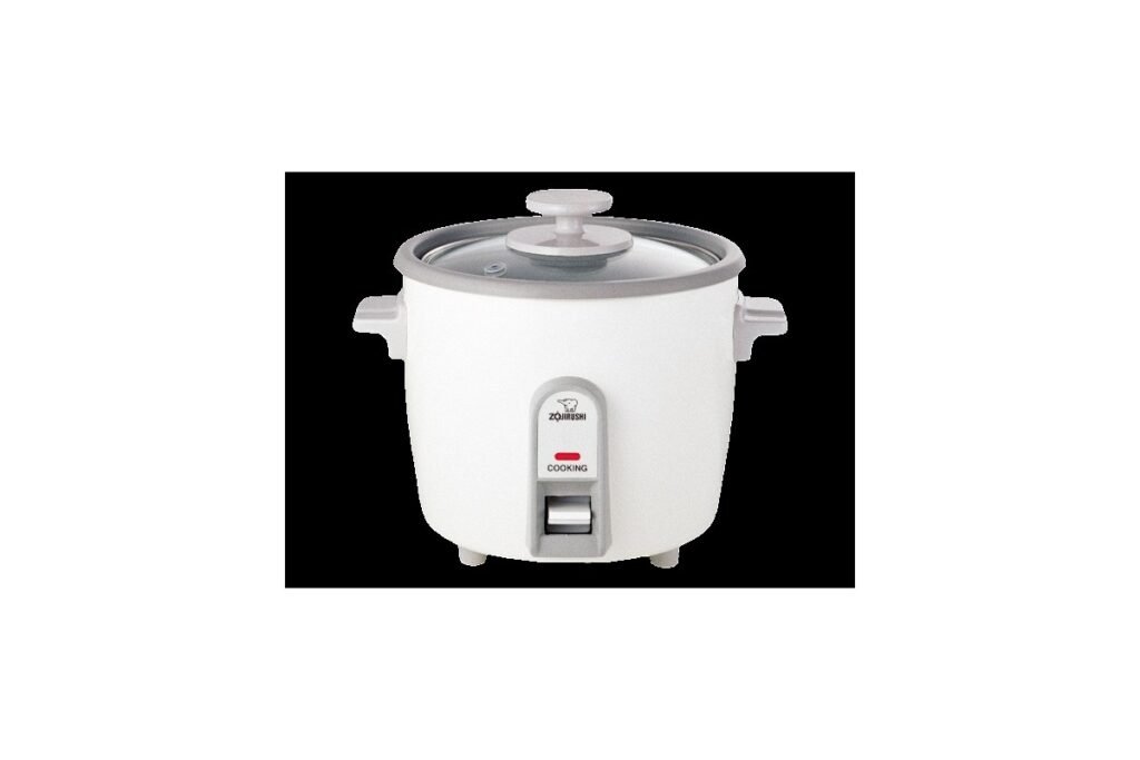 Zojirushi NHS-06 white rice cooker with glass lid, real exact-model photograph